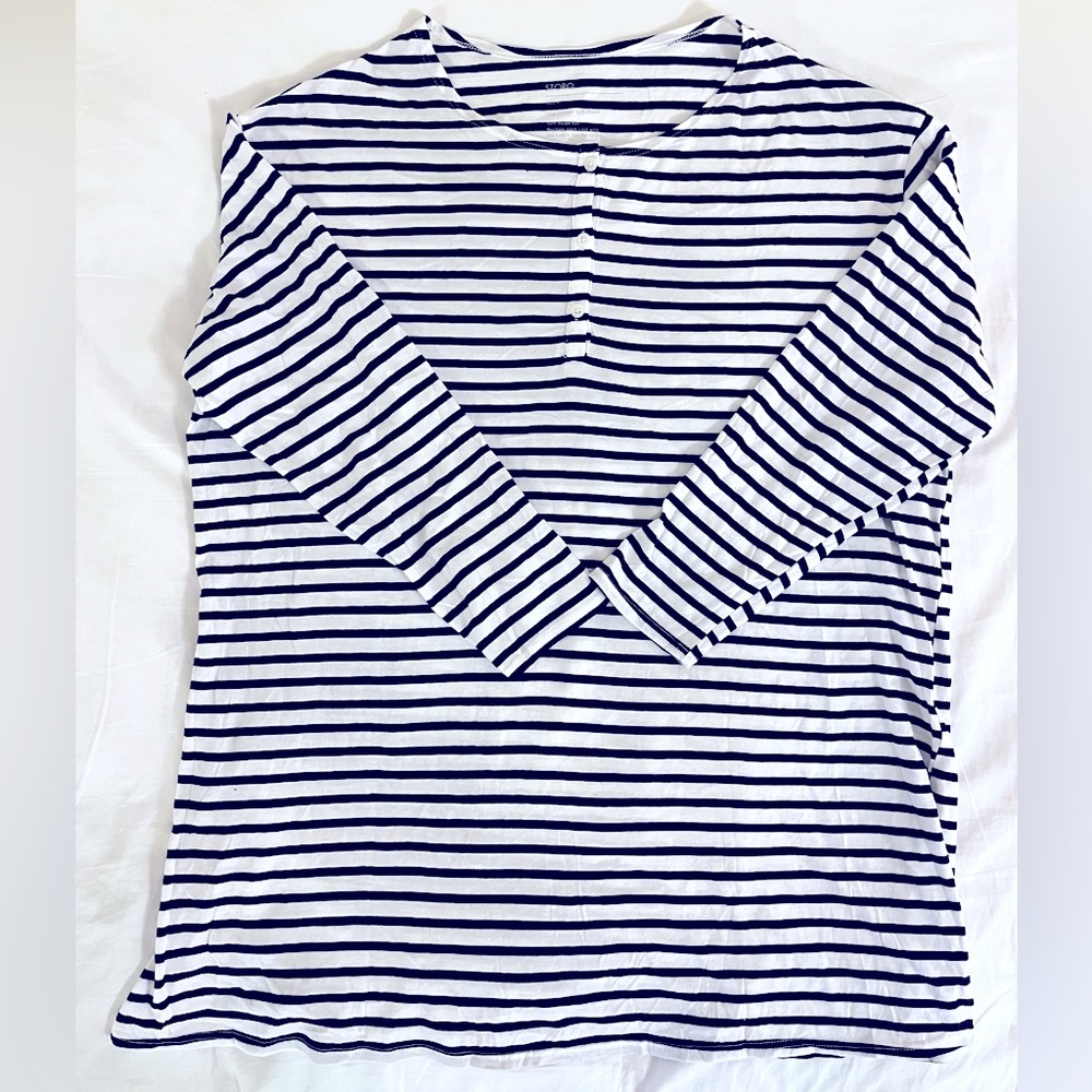 STORQ cotton/modal navy/white striped top - sz 4 (large) like new condition